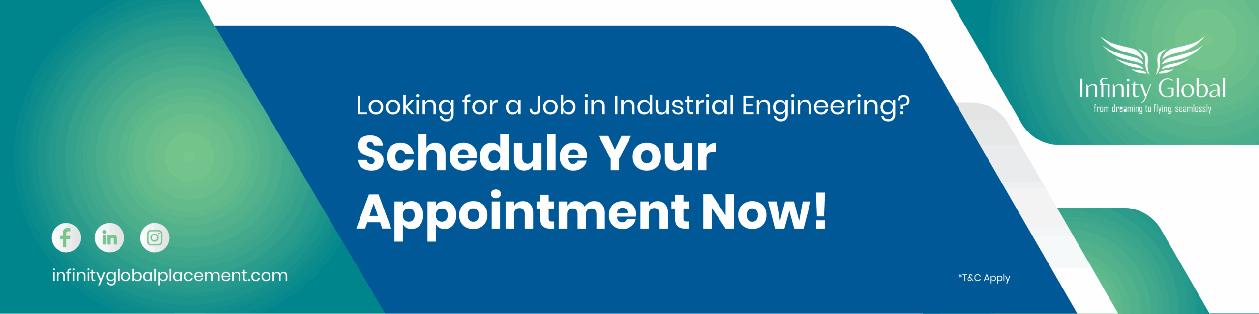 Infinity Global blog promoting industrial engineering job appointments with call to action to schedule now.